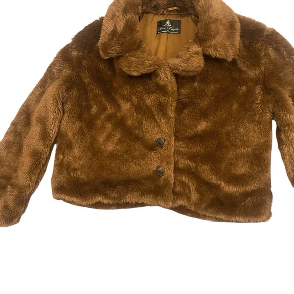 Free People Mena Brown Faux Fur Cropped Teddy Coat Jacket Women’s Size Medium - Picture 3 of 12